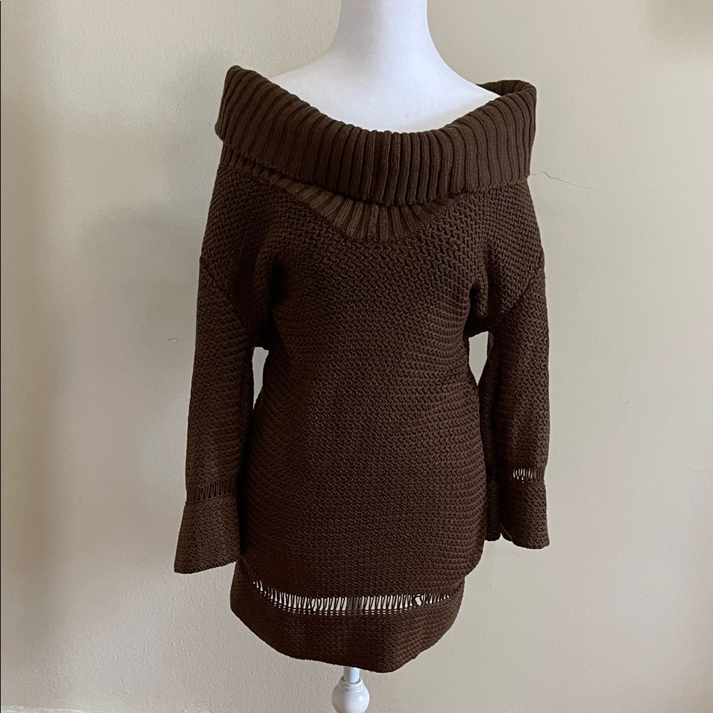Women's Brown Sweater with Cowl Neck
